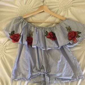 Striped Off the Shoulder Top